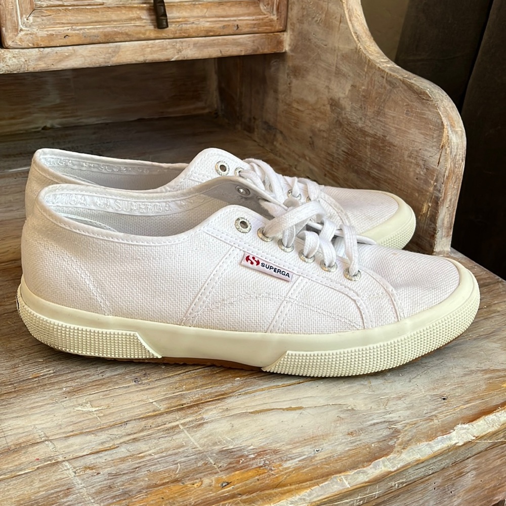 🤍Superga white canvas classic sneakers size 41.5 | size 10